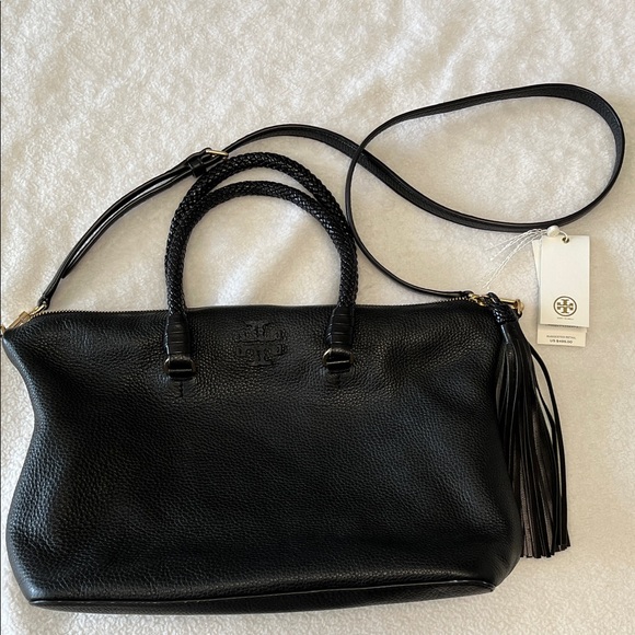 Tory Burch Black Leather Taylor Satchel - Picture 1 of 11